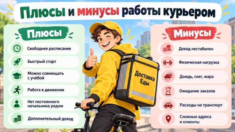 плюсы и минусы работы курьером