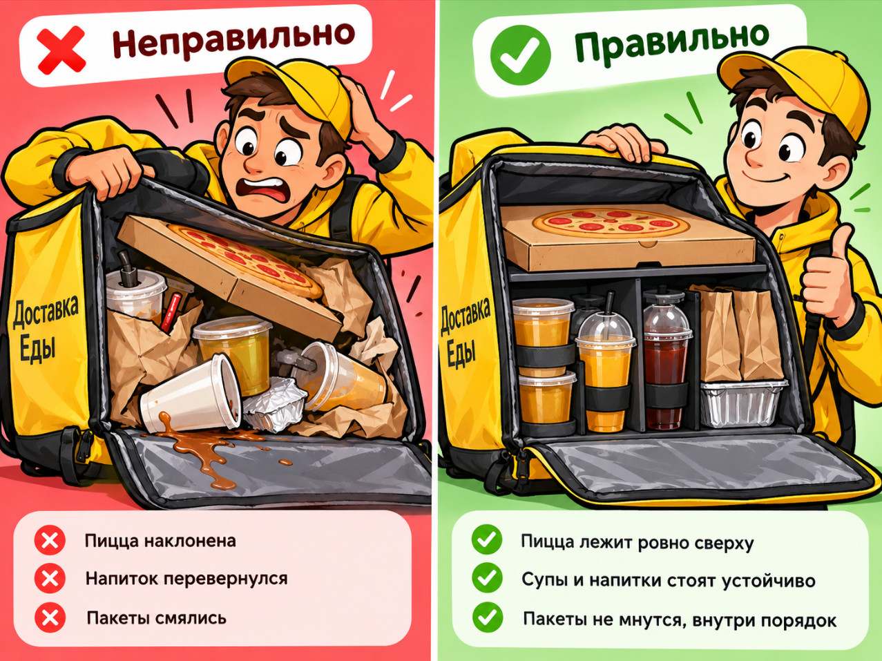 правильно и не правильно класть еду